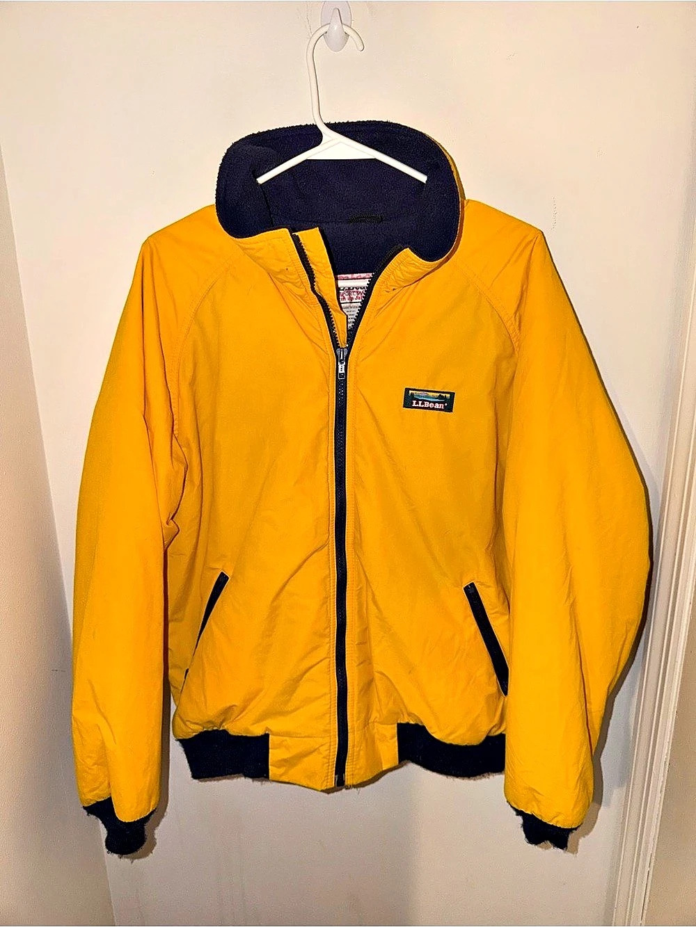 LL Bean Warm-Up Jacket in Yellow & navy